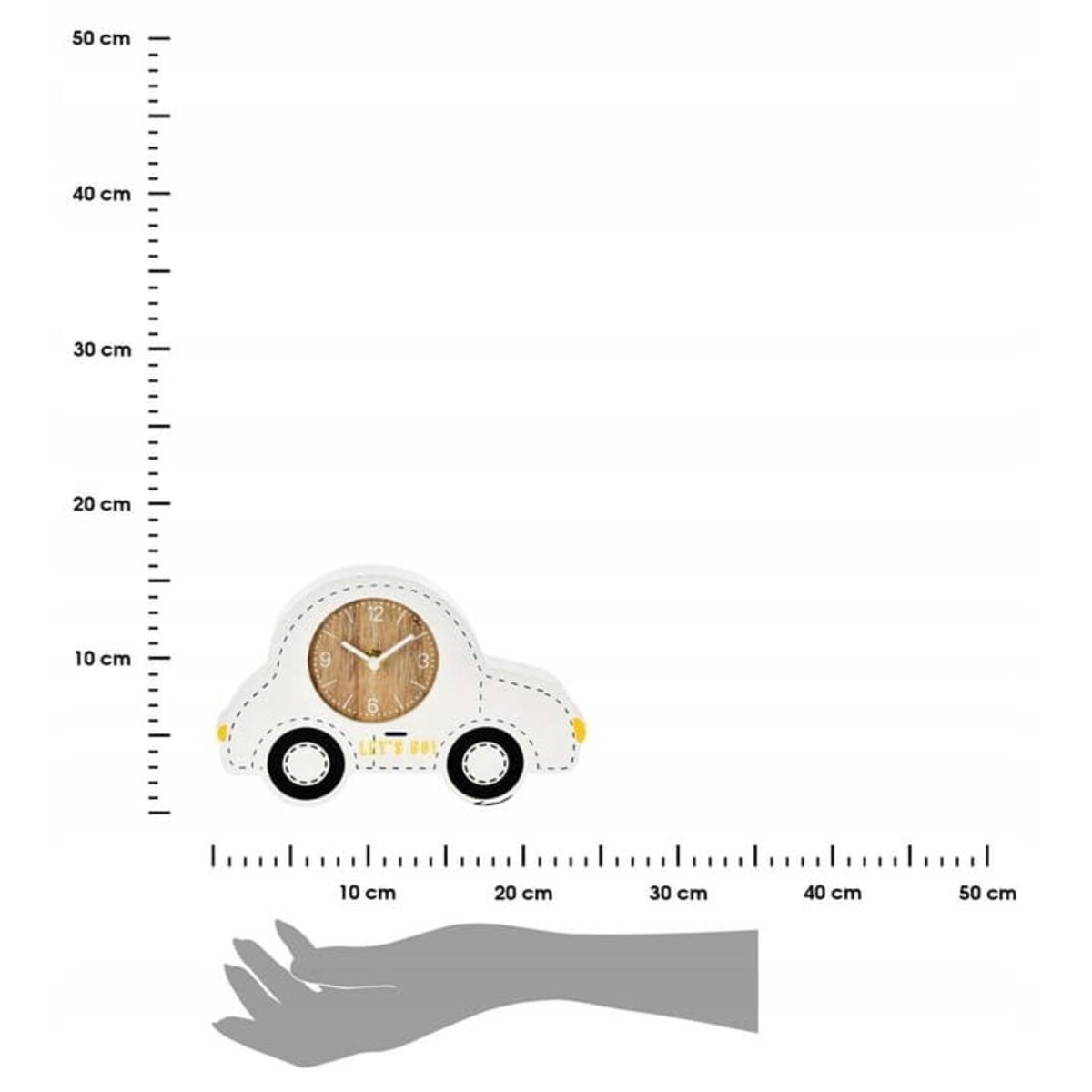Zegar dla dziecka Zegarek STOJĄCY samochód biały