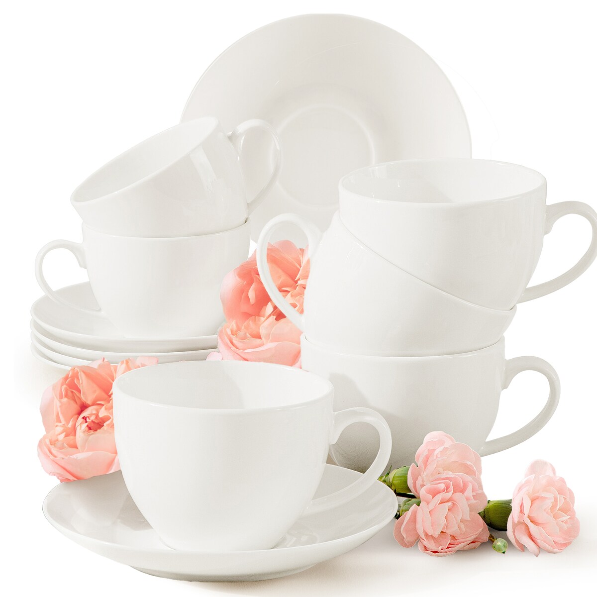 KONSIMO AD BELLA, Filiżanka do kawy ze spodkiem 6 szt., kolor ecru