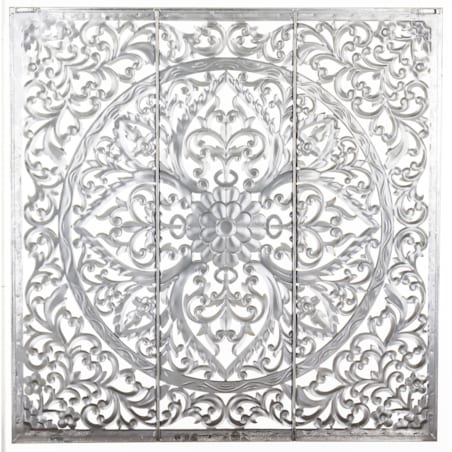 Dekoracja ścienna metalowa 80x80x2 cm ROZETA srebrna