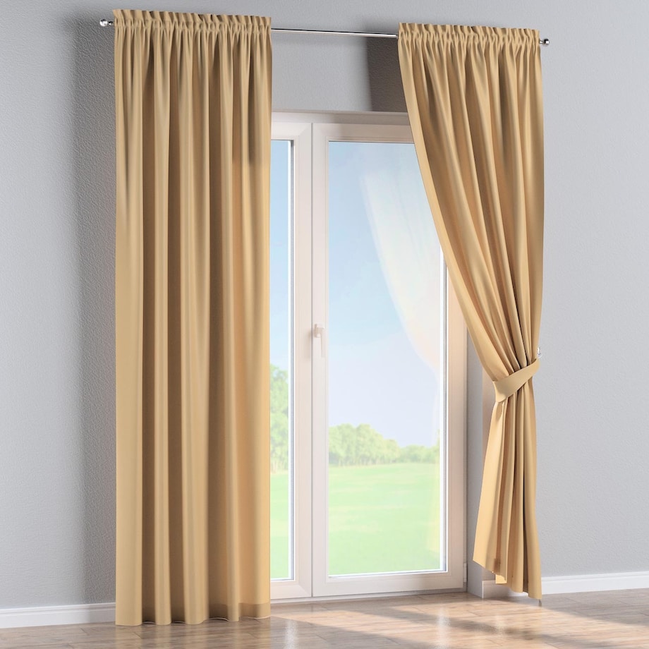 Zasłona na kanale z grzywką 1 szt. 130x245 złoty z połyskiem