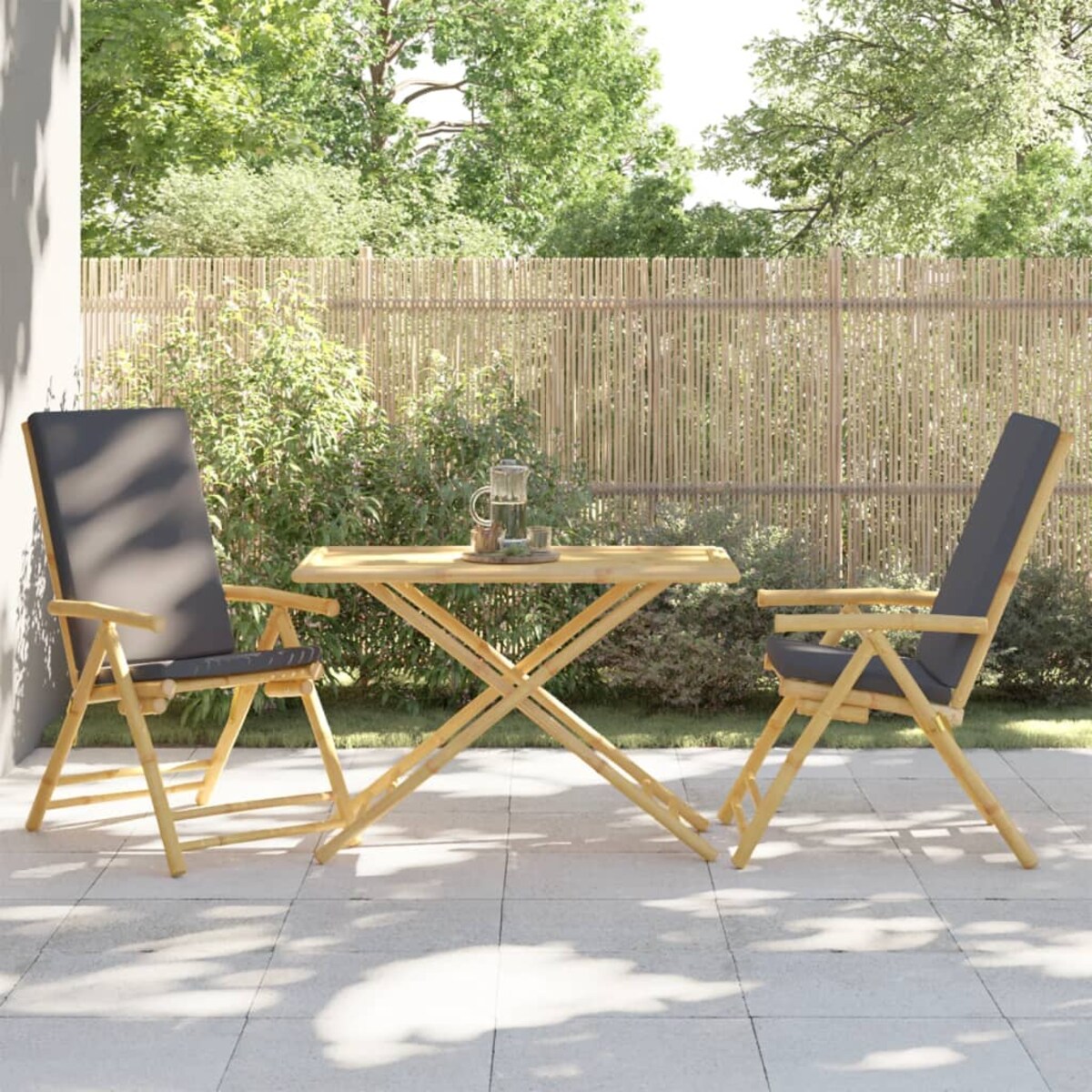 vidaXL Składany stolik ogrodowy, 110x55x75 cm, bambusowy