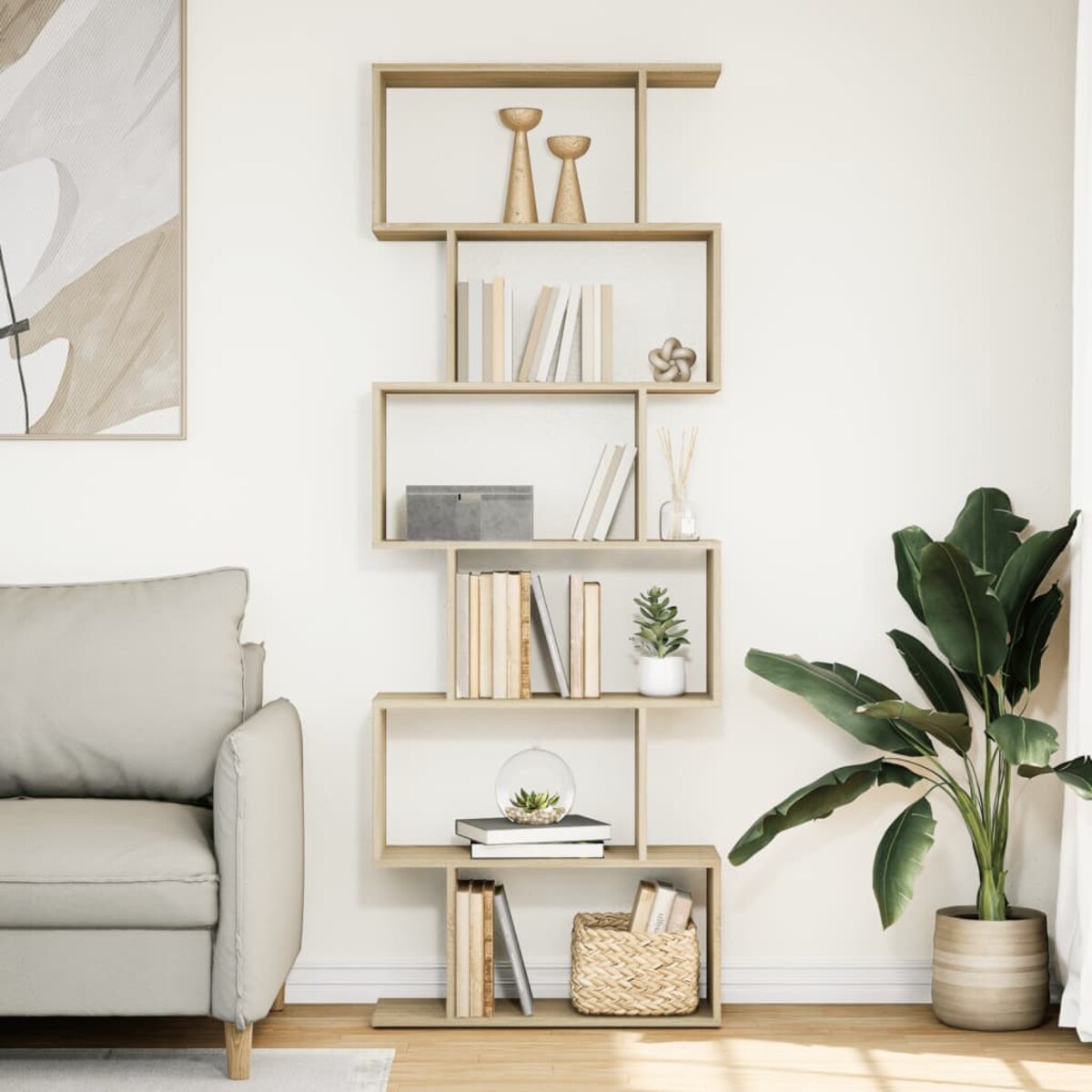 vidaXL Regał przegroda, 6 poziomów, dąb sonoma, 70x24x193 cm