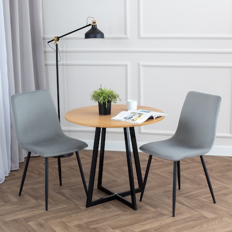 Krzesło tapicerowane welurowe klasyczne szare gładkie do salonu jadalni