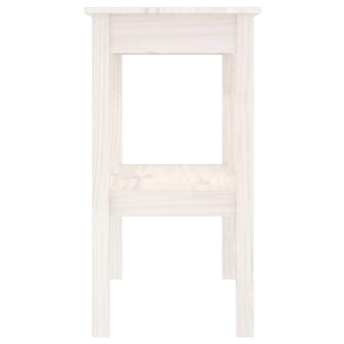 vidaXL Stolik konsolowy, biały, 80x40x75 cm, lite drewno sosnowe