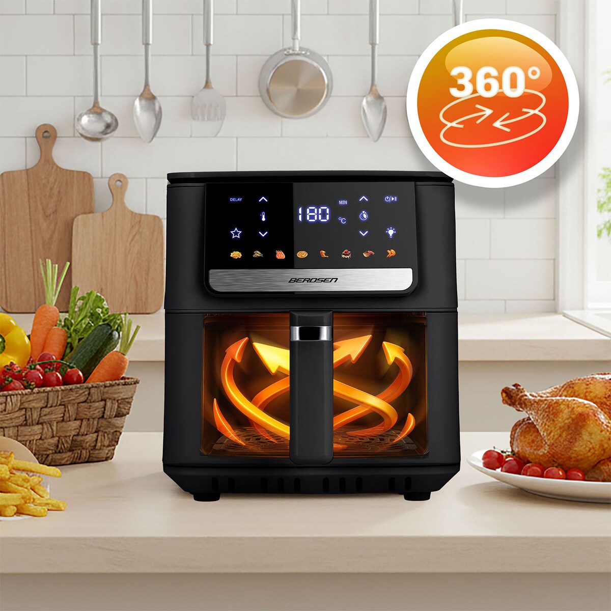Frytkownica beztłuszczowa Berdsen BD-662 Air Fryer 6,5l 1700W czarny 366200
