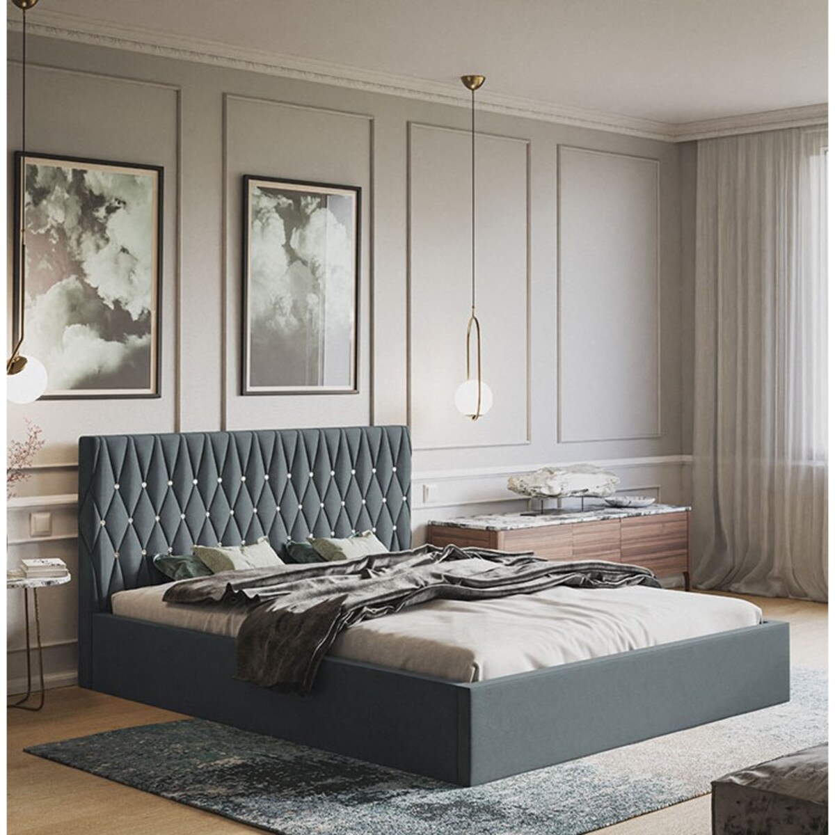 Łóżko tapicerowane 120x200 OLDO 3 jednoosobowe, z pojemnikiem- grafitowe