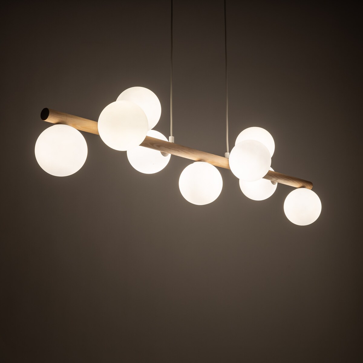 Lampa wisząca ESTERA WOOD 5906 TK Lighting 9xG9 biała drewno 117 cm regulowana do jadalni i kuchni