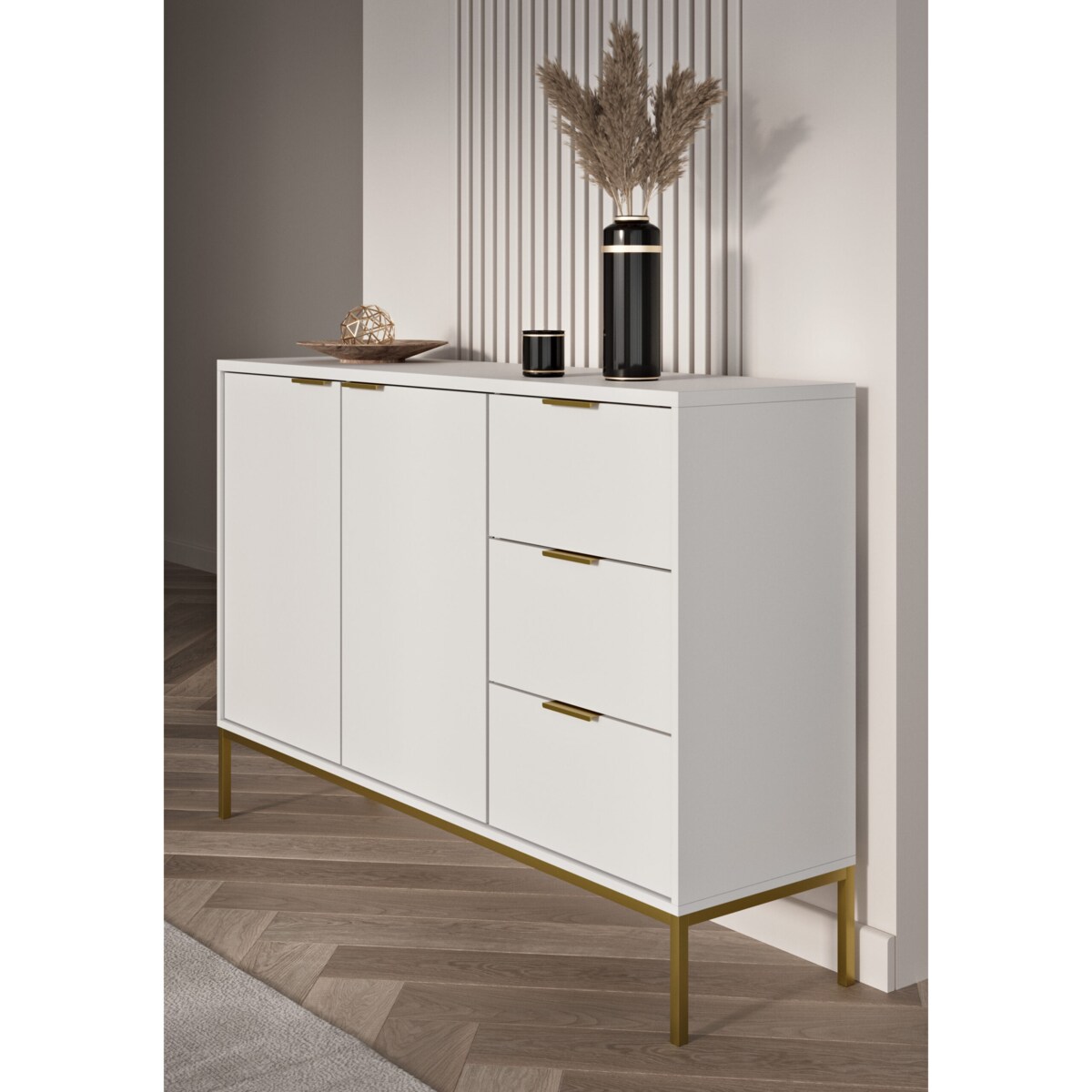 Komoda Austin biała & złota