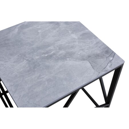 STOLIK KAWOWY Taman S 55/55/55 cm metalowy SZARY MARMUR