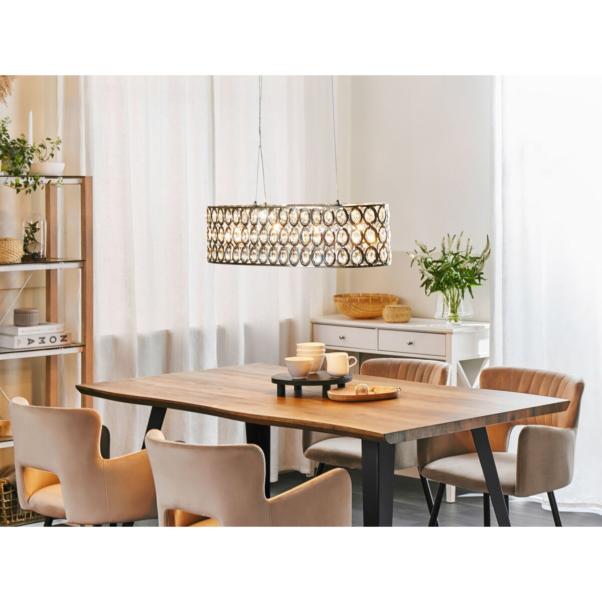 Lampa wisząca metalowa srebrna TENNA