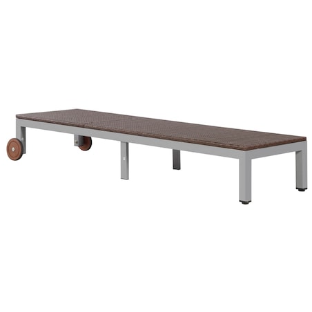 vidaXL Leżak z kółkami, polirattan, brązowy