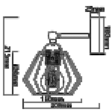Kinkiet ścienny Diamond Cage lampa loftowa retro metalowa czarna