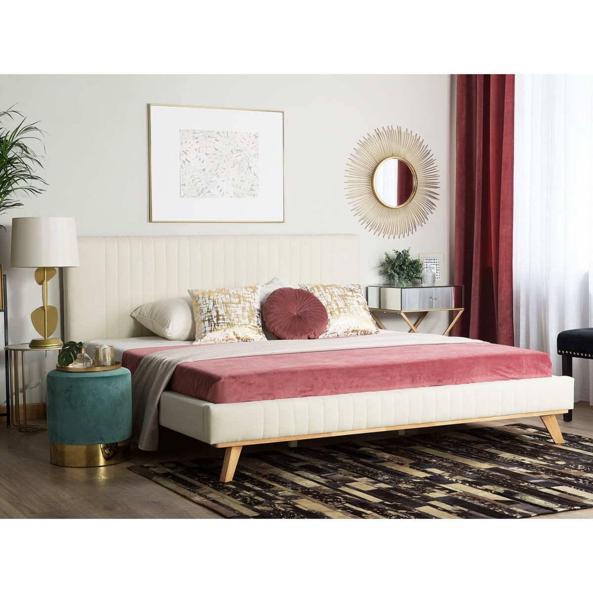 Łóżko tapicerowane 160 x 200 cm beżowe TALENCE