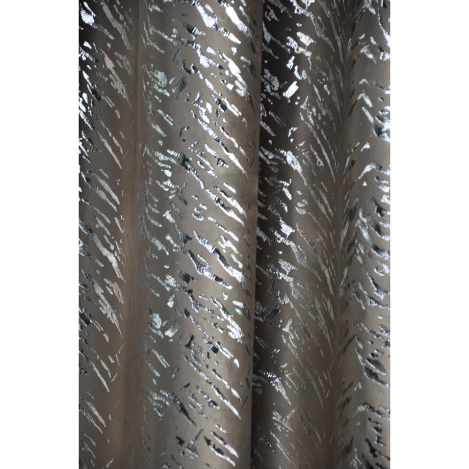 zasłona welurowa "velvet glow" srebrny print 140x250 cm beż