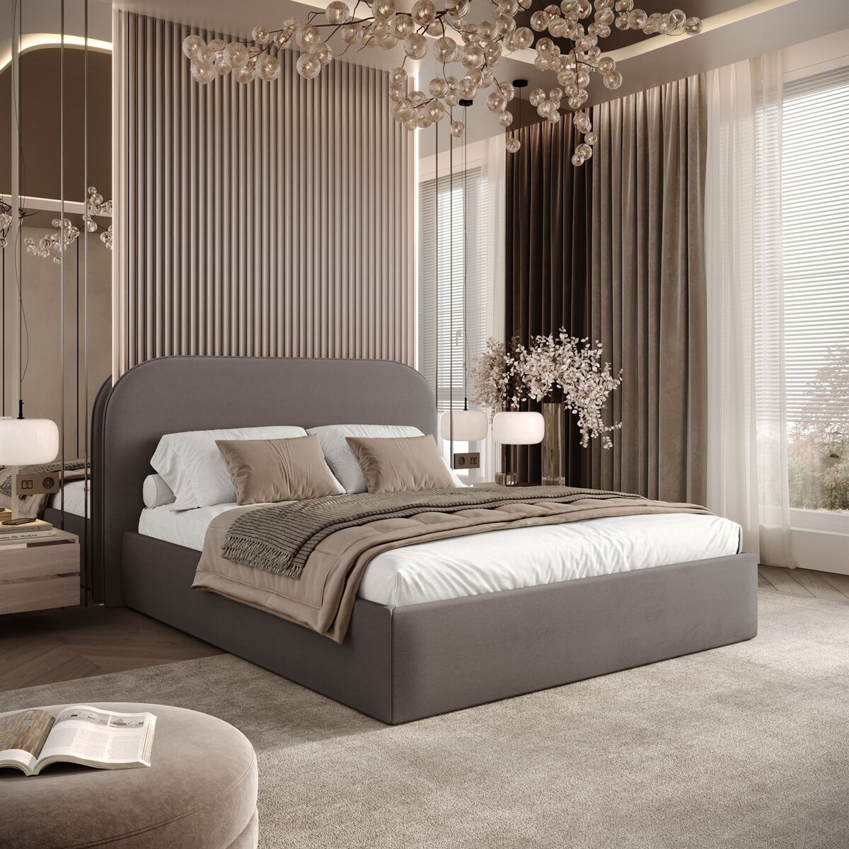 Łóżko tapicerowane OLIMPIA, pojemnik na pościel, s34, 120x200, Castel 20