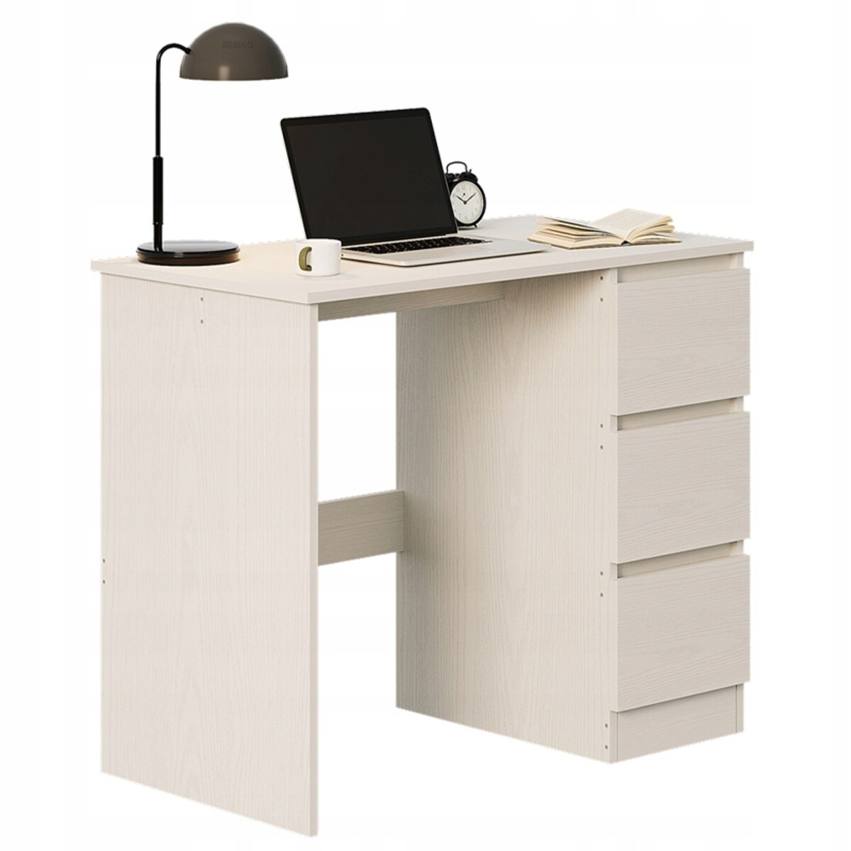 Biurko komputerowe stolik białe młodzieżowe nowoczesne z szufladami loft