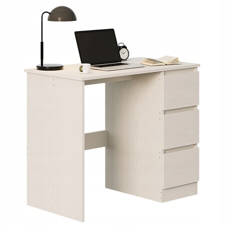 Biurko komputerowe stolik białe młodzieżowe nowoczesne z szufladami loft