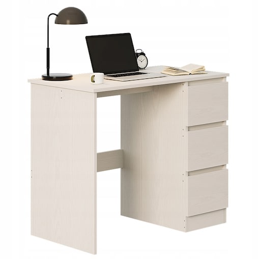 Biurko komputerowe stolik białe młodzieżowe nowoczesne z szufladami loft