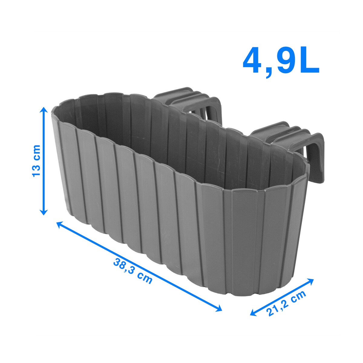 Skrzynka Balkonowa Donica Ogrodowa 38,3 Cm Do Powieszenia Szara