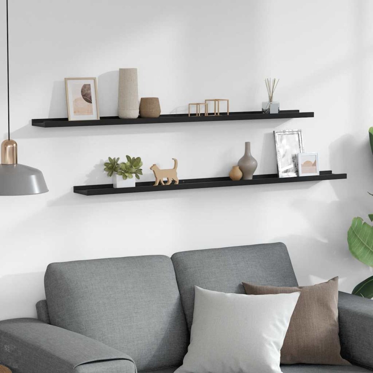 vidaXL Półki ścienne, 2 szt., czarne, 115x9x3 cm