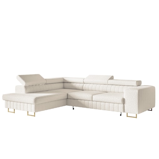 Narożnik NOLA do salonu, na złotych nogach-lewostronny-Catch Me 01- mleczny