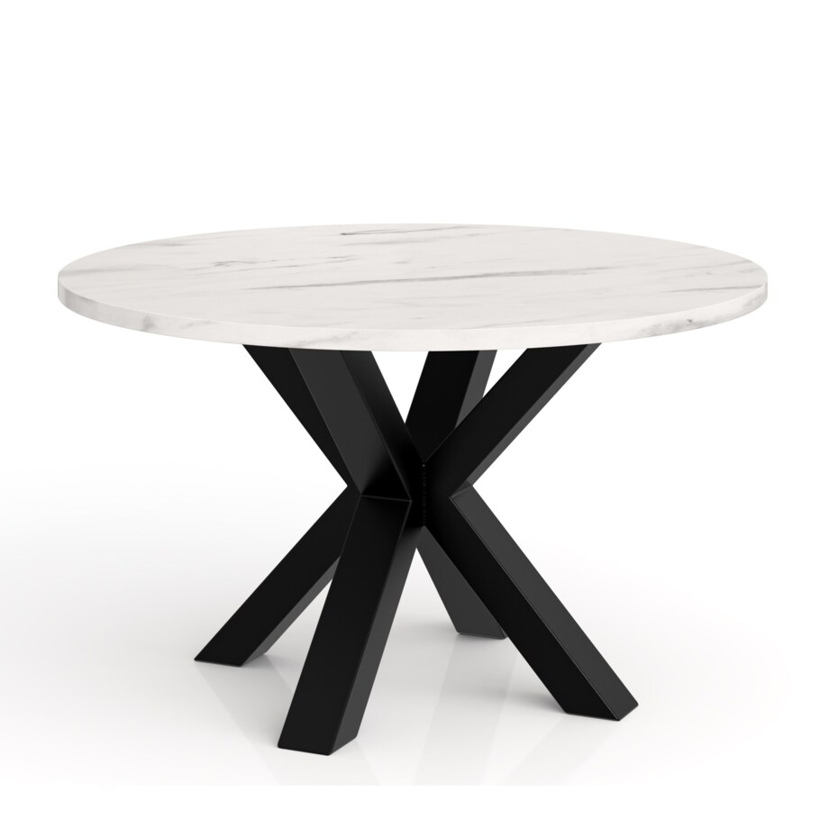 Stolik kawowy NEO okrągły 90 cm, metalowa podstawa- marmur jasny