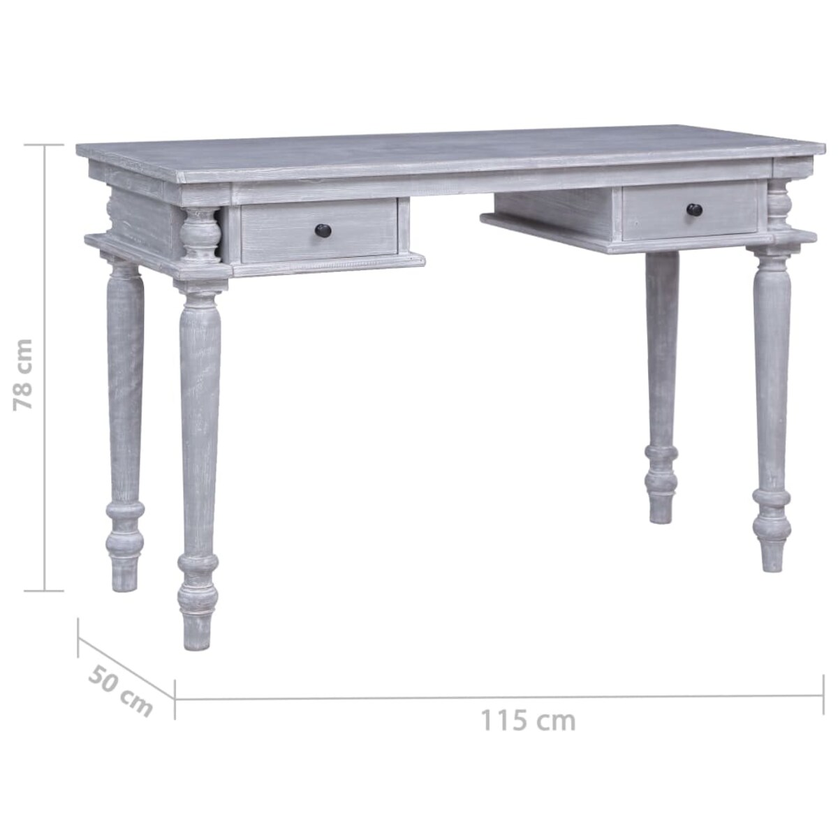 vidaXL Biurko, 115x50x78 cm, lite drewno mahoniowe