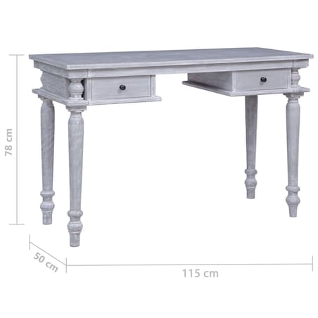 vidaXL Biurko, 115x50x78 cm, lite drewno mahoniowe