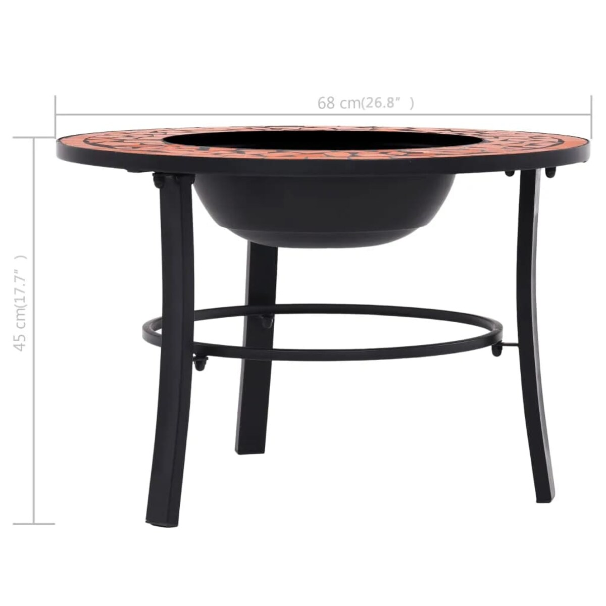 vidaXL Palenisko z mozaiką, terakota, 68 cm, ceramika