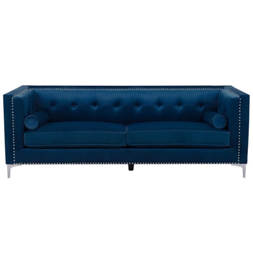 Sofa 3-osobowa welurowa ciemnoniebieska AVALDSENES