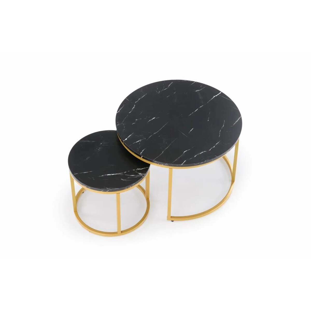Zestaw 2 stolików PAOLA czarny marmur/złoty