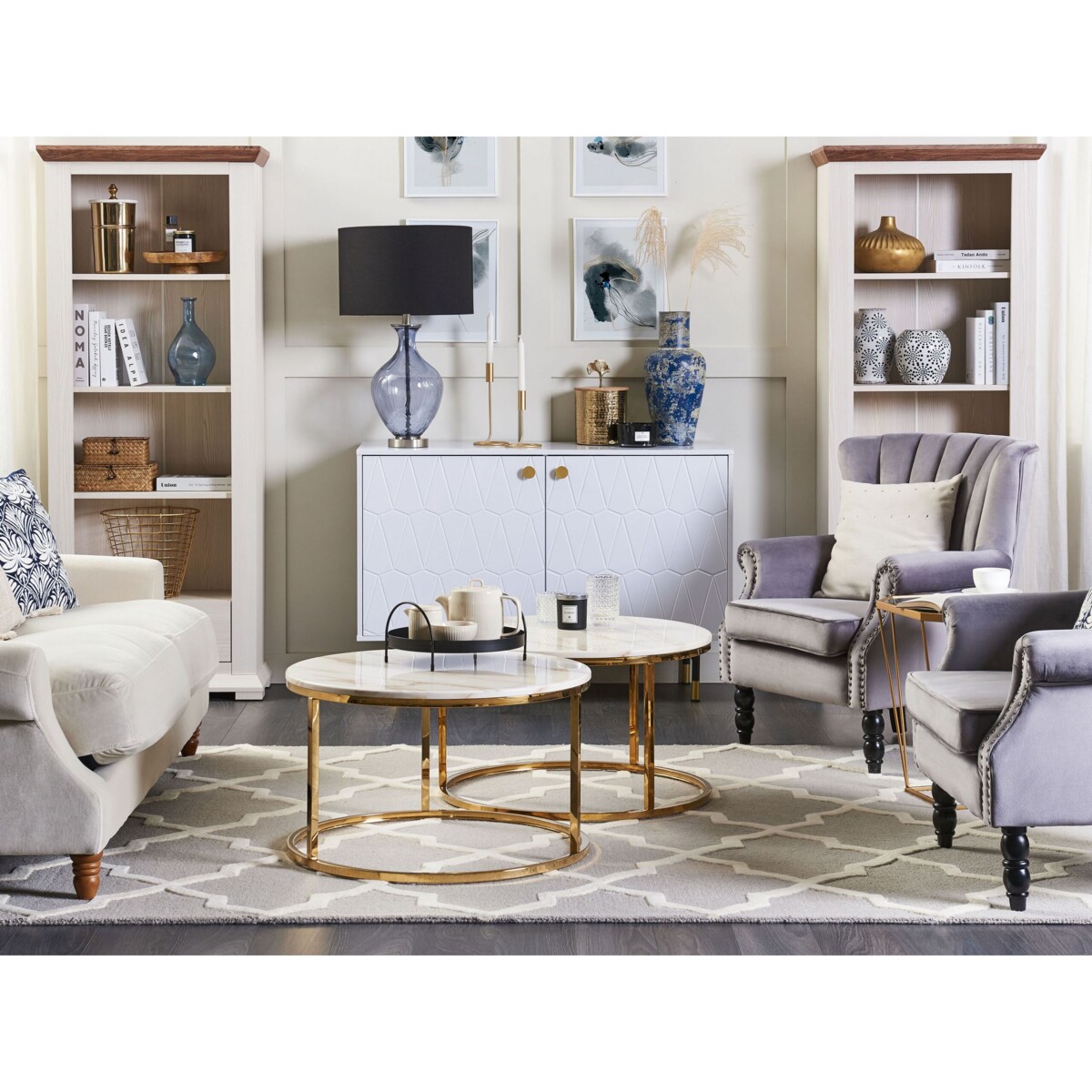 Zestaw 2 świeczników żelazny złoty BUNYU