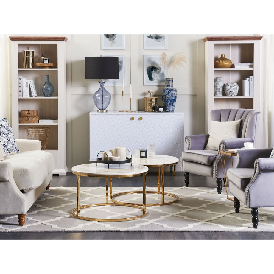 Zestaw 2 świeczników żelazny złoty BUNYU