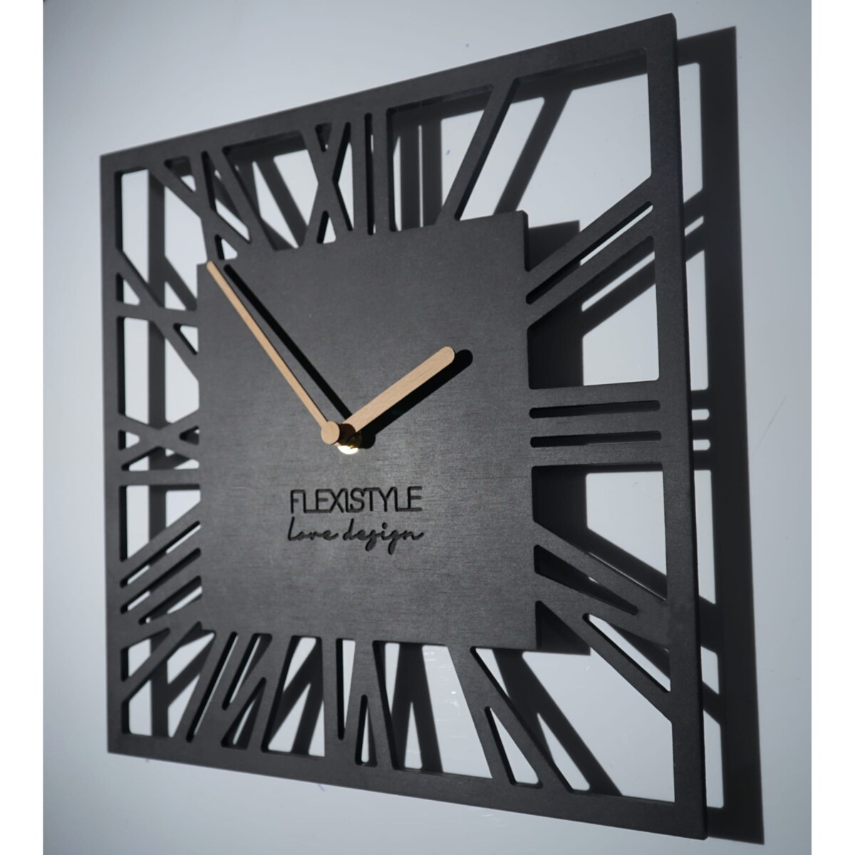 Zegar ścienny Loft Piccolo kwadratowy Czarny 30cm