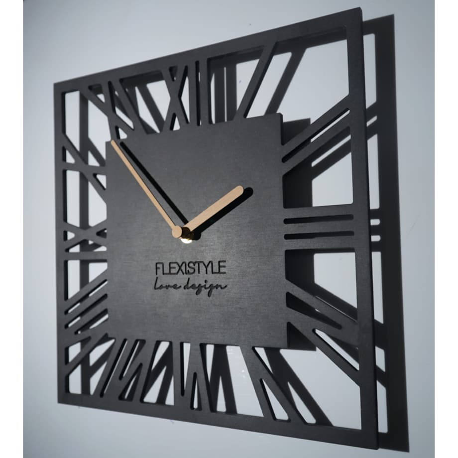 Zegar ścienny Loft Piccolo kwadratowy Czarny 30cm