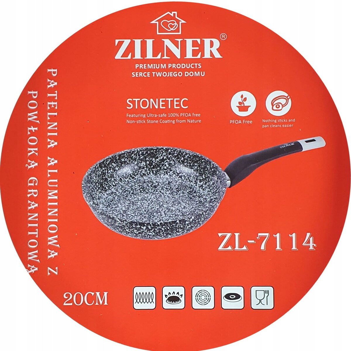 Patelnia marmurowo ceramiczna nieprzywierająca 20 cm indukcja gaz ZILNER