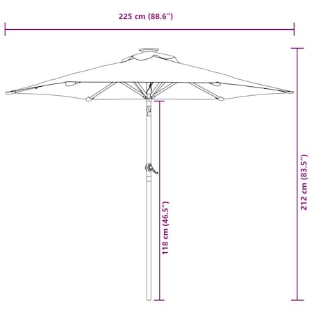 vidaXL Parasol ogrodowy na stalowym słupku, czarny, 225x225x212 cm