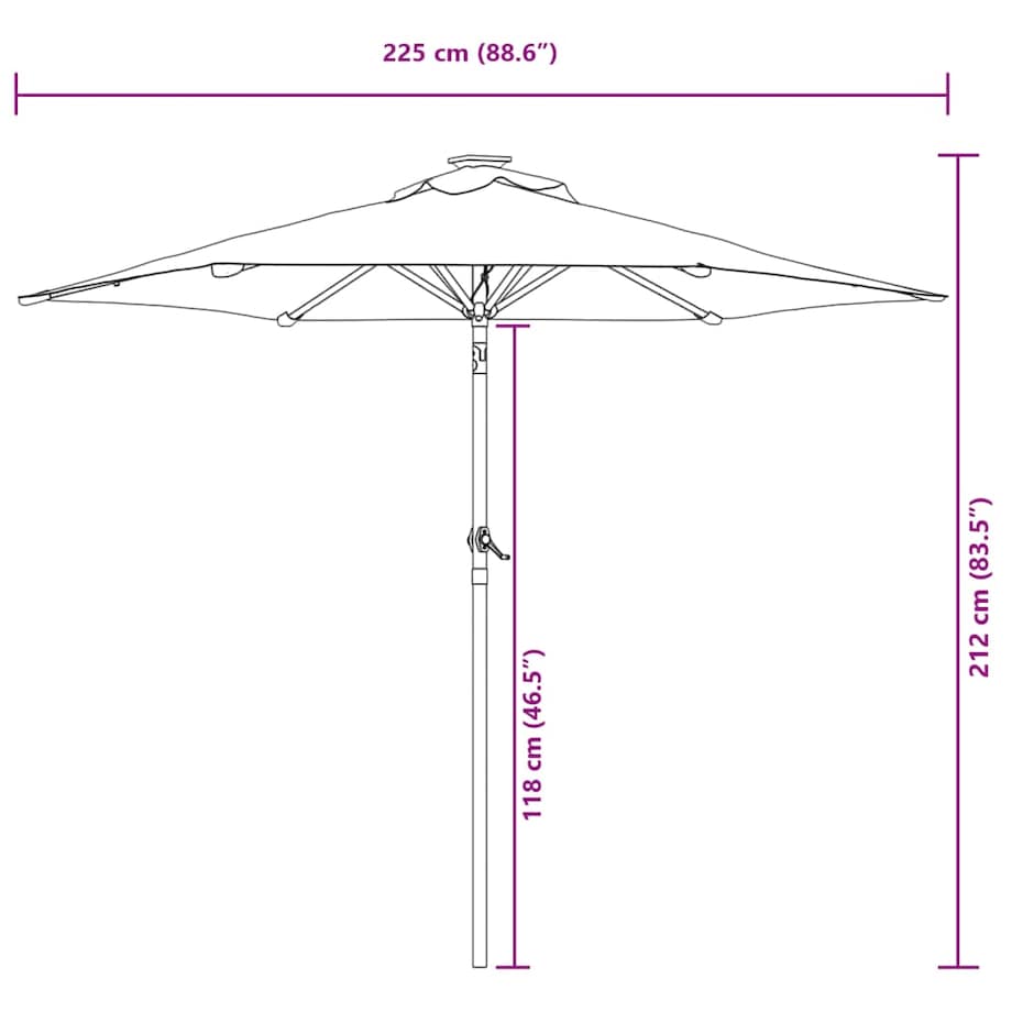 vidaXL Parasol ogrodowy na stalowym słupku, czarny, 225x225x212 cm