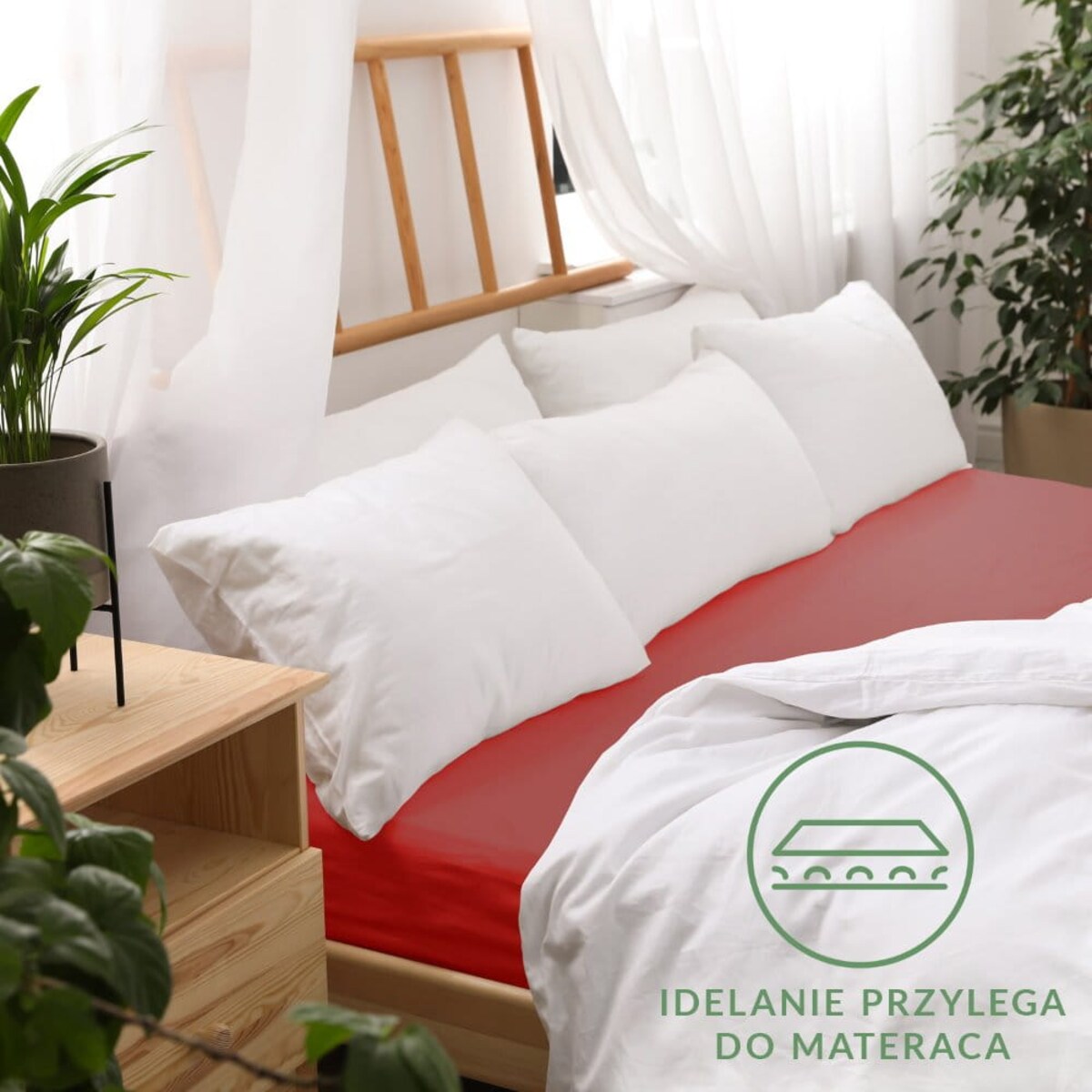 Prześcieradło jersey z gumką 160x200 kolor Czerwony