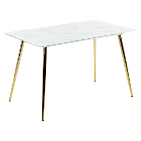 Stół do jadalni MULGA Marmur/ złoty 120 cm 70 cm Szkło hartowane