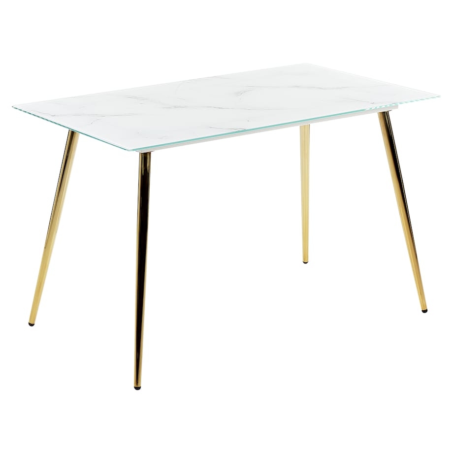 Stół do jadalni MULGA Marmur/ złoty 120 cm 70 cm Szkło hartowane