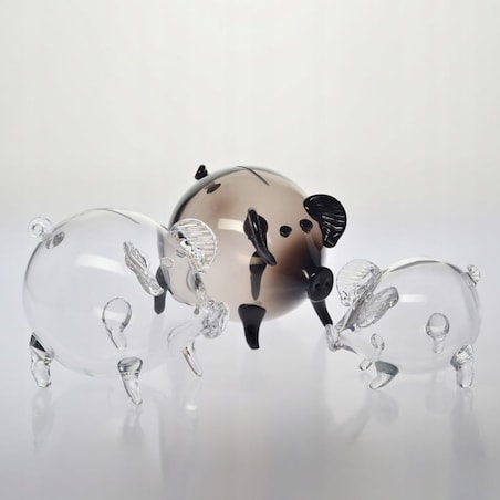 Szklana świnka skarbonka KROSNO przezroczysta gładka do rozbicia