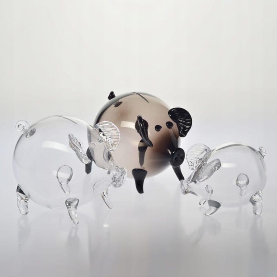 Szklana świnka skarbonka KROSNO przezroczysta gładka do rozbicia