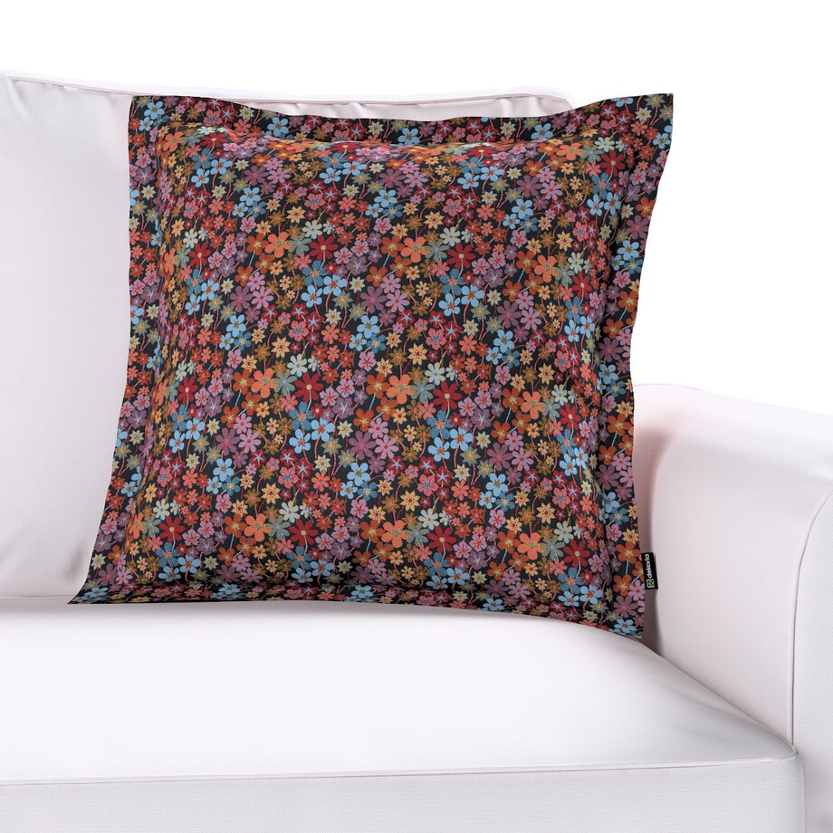 Poszewka Mona na poduszkę 45x45 kolorowe kwiaty na czarnym tle
