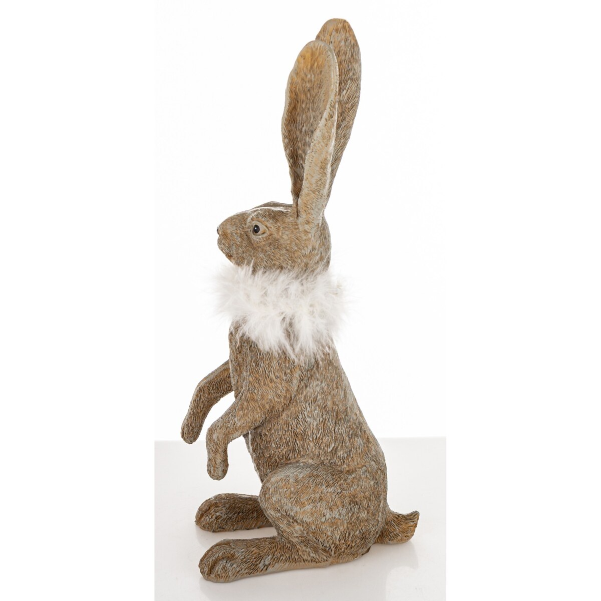 Dekoracja - zając szary 32x10x14,5 cm LONGORELA-3 i boa z piór