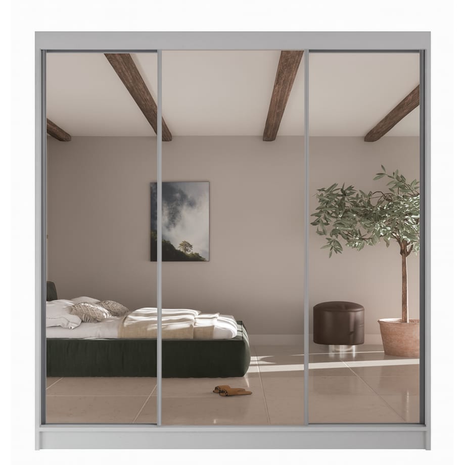 Szafa przesuwna Homla V200 z lustrem na frontach, do przedpokoju- biała