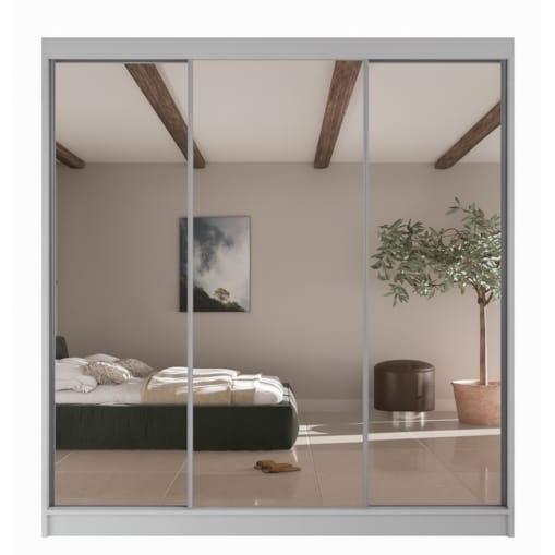 Szafa przesuwna Homla V200 z lustrem na frontach, do przedpokoju- biała