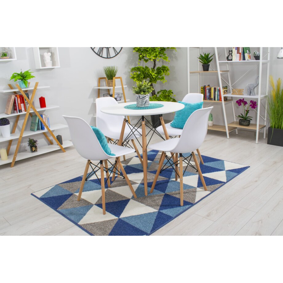 Zestaw Stół Do Jadalni Kuchni Salonu Biura Okrągły Todi 80 Cm Biały + 4 Krzesła Osaka Białe