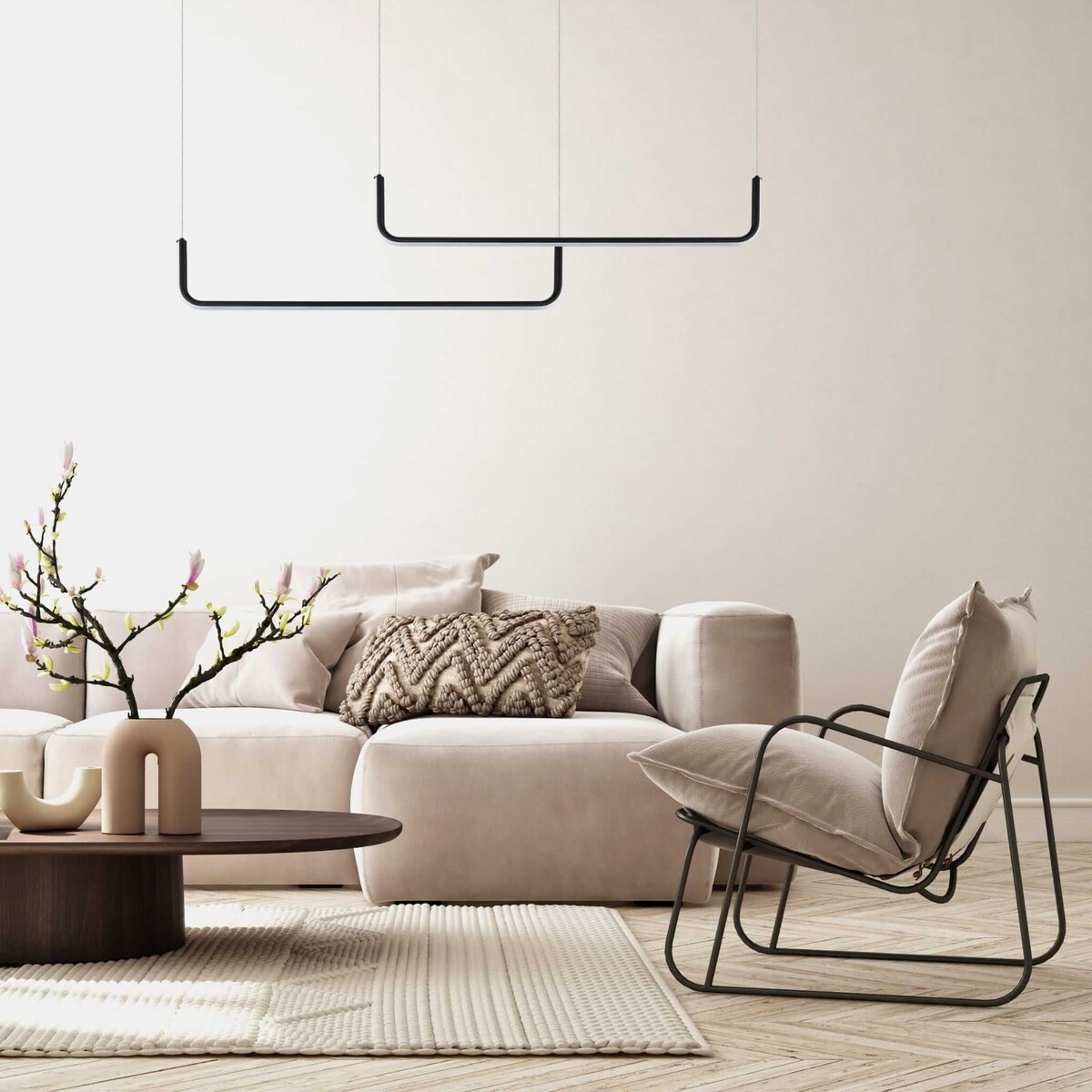Minimalistyczna lampa wisząca Malawi LP-1015/2P listwy czarne