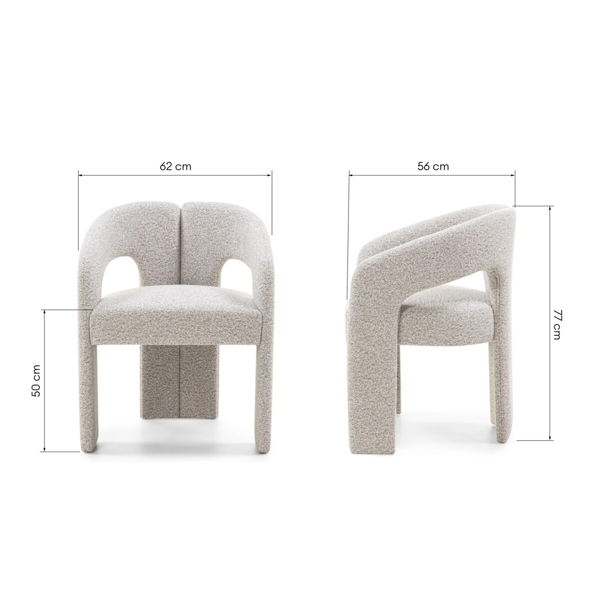 Krzesło tapicerowane HEMBER szarobeżowe 77x62x56 cm